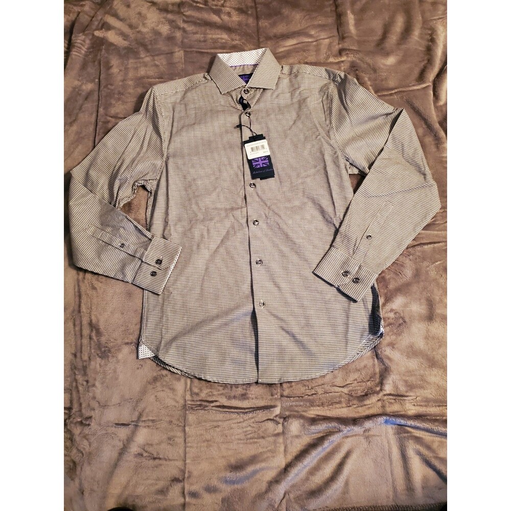 Michelsons of London Wrinkle Free Stretch Gingham Dress Shirt S 14-14.5 32/33 - Picture 2 of 16